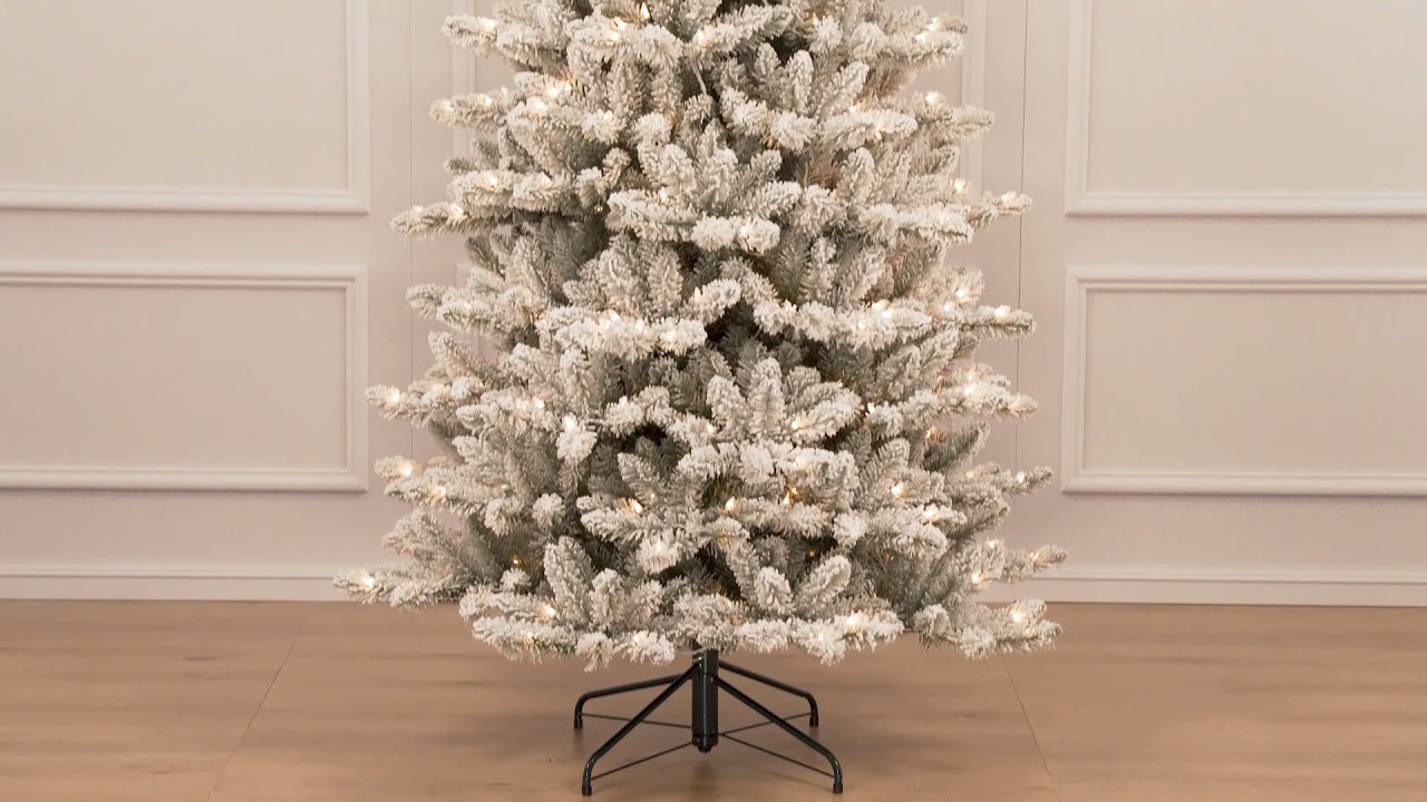 9ft Pre Lit Slim Flocked Fraser Fir Artificial Christmas Tree Clear Lights Michaels