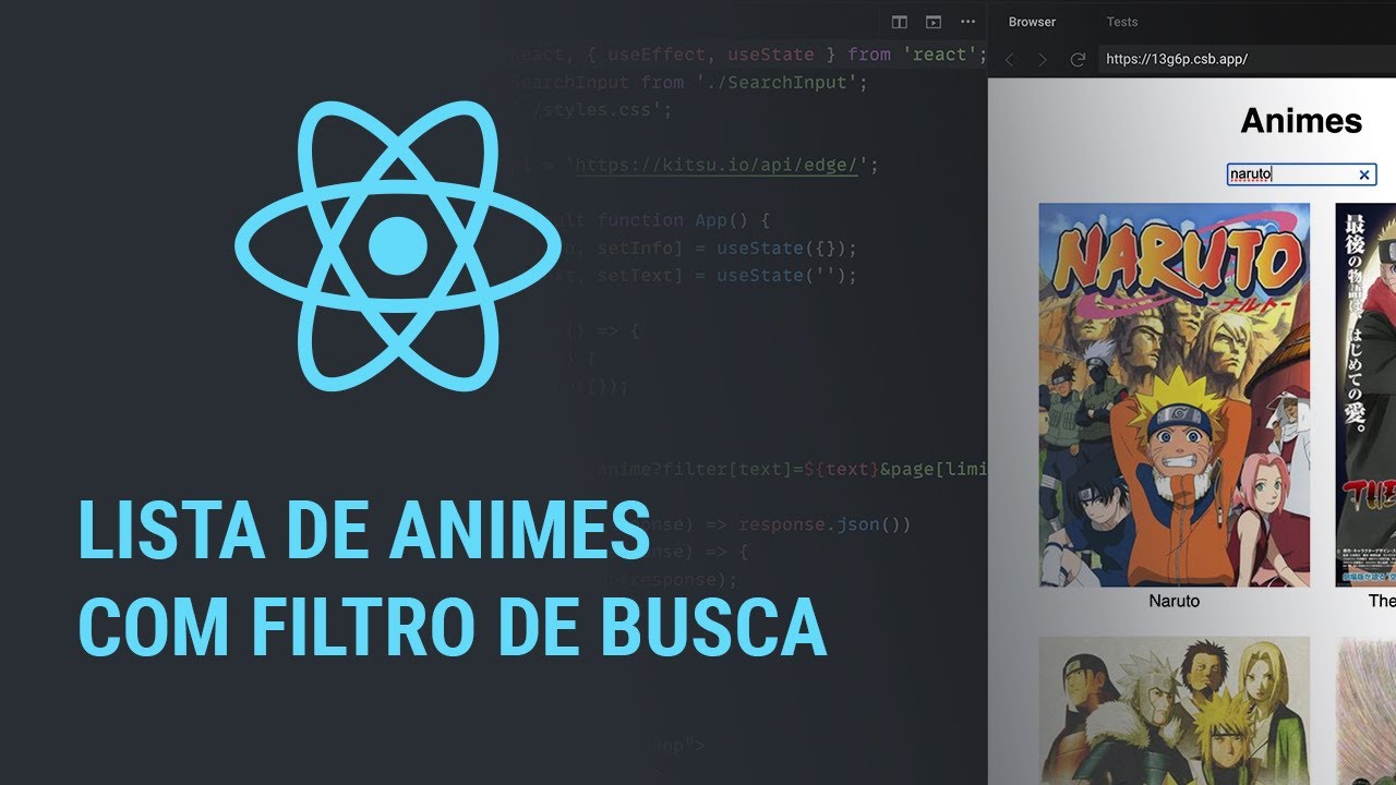 Como implementar uma lista de animes com filtro de busca em