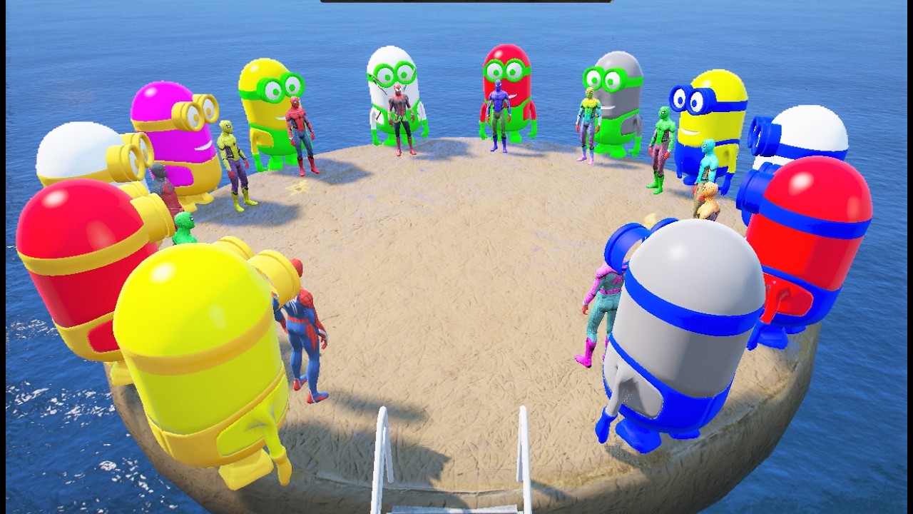 GTA 5 Epic Ragdolls RED SPIDERMAN VS RED MINION VS GREEN MINION Euphoria Physics & Funny Fails #169