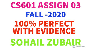 CS601 Assignment 3 Solution Fall 2020 || CS601 Assignment No. 3 Solution 100% Correct by Sohail
