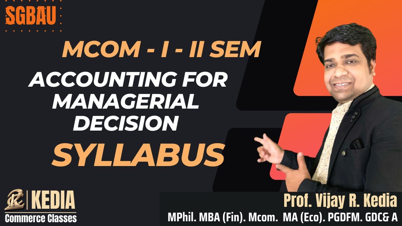 MCom I Year II Sem - Syllabus of Accounting for Managerial Decisions |# ...