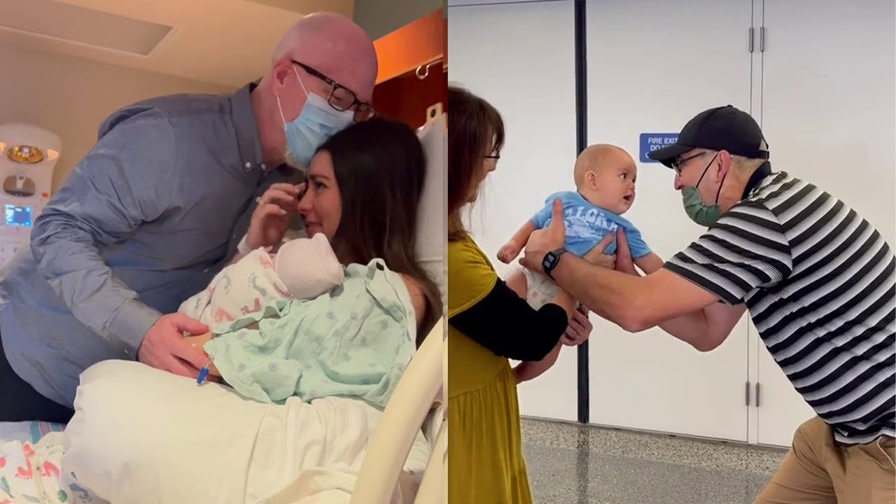 Бабушка и дедушка впервые видят внука. Эмоциональные сюрпризы.