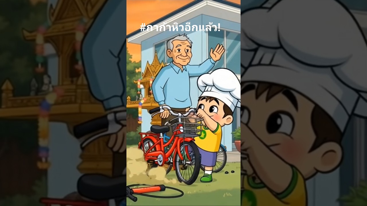 กาก้ามือหนักสูบลมยางระเบิด! 💥 ตาใจดีซื้อจักรยานใหม่ให้ เที่ยวหาของกินเพียบ! #shorts #จักรยานสีแดง