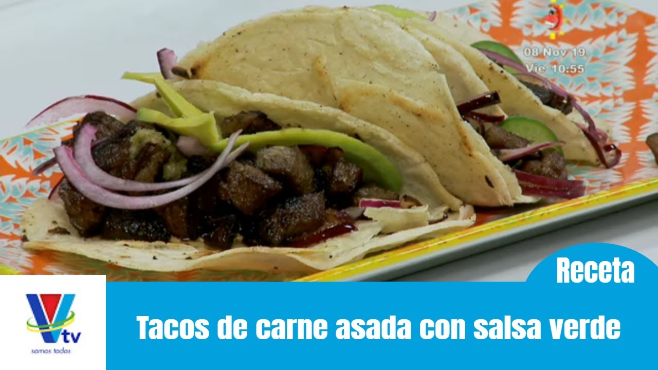 Cocina rápida Tacos de carne asada con salsa verde YouTube