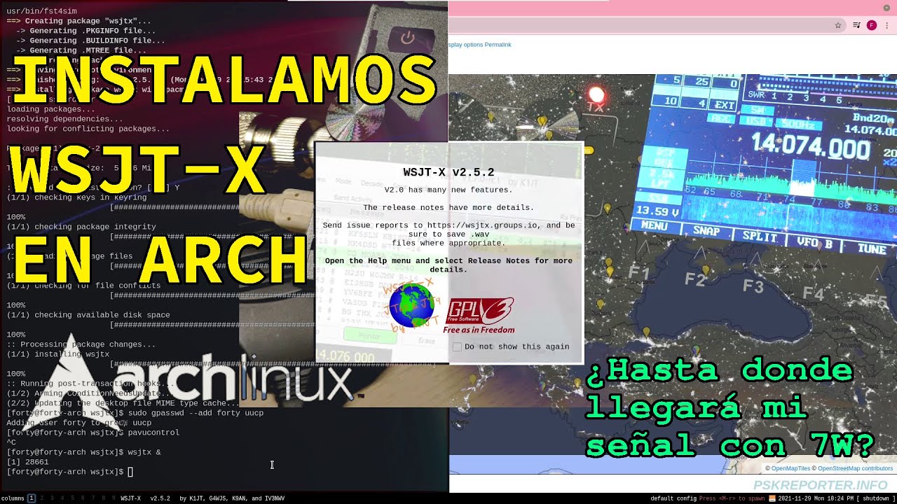 Instalamos y probamos WSJT-X en Arch Linux - YouTube