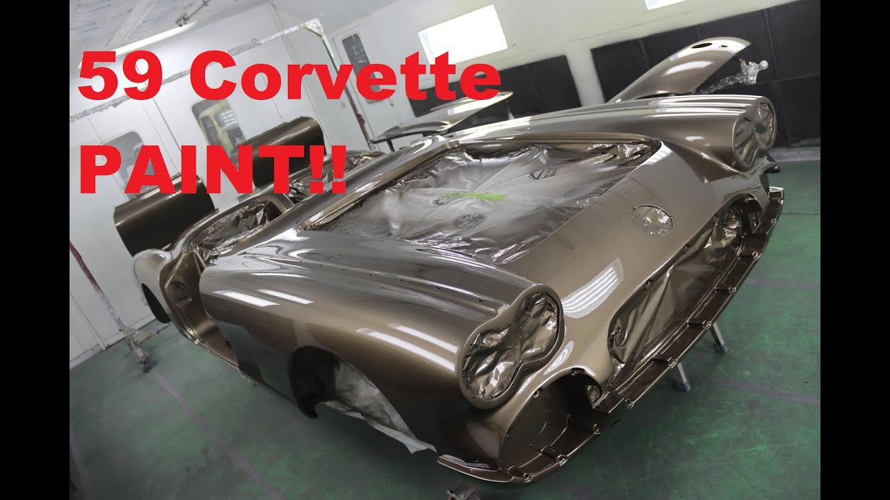 Fresh paint on 1959 Chevy Corvette. Zeus Bronze base & clear coat by