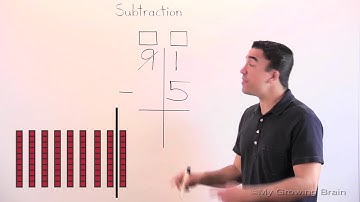Subtraction: 2 Digit Minus 1 Digit with Regrouping / My Growing Brain