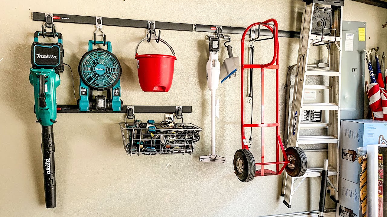 Rubbermaid Fasttrack System Overview ~ I LOVE This Method or Organizing The  Garage 