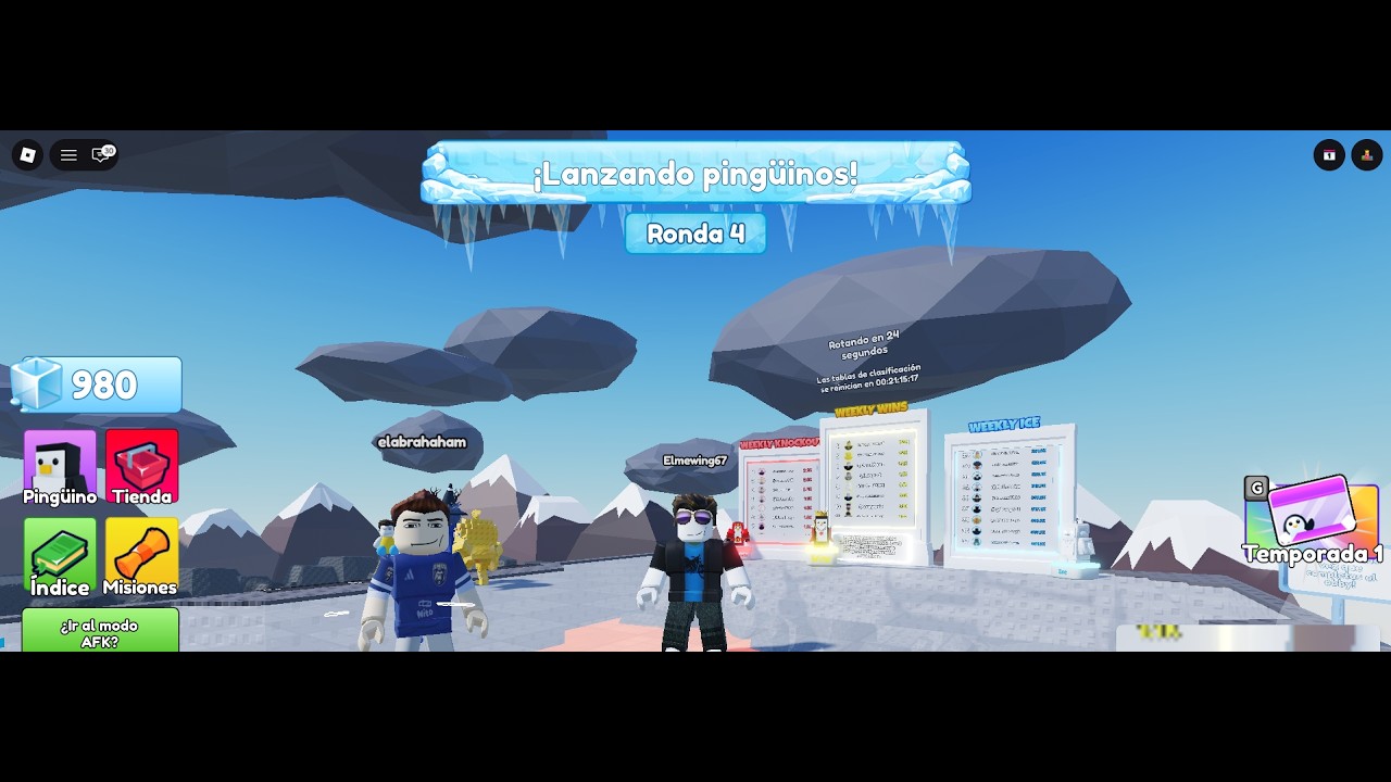 Jugando con unos pinguinos