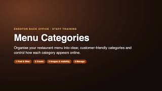 Menu categories training