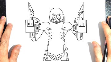 how to draw pickle Rick from Rick and Morty/easy step by step for kids/cómo dibujar
