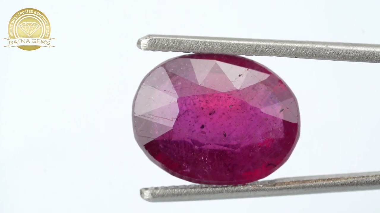 Manik Stone 8.48 Ratti - 7.72 Carat Ruby Stone - Bangkok A1 4 Product video for Manik Stone 8.48 Ratti - 7.72 Carat Ruby Stone - Bangkok A1