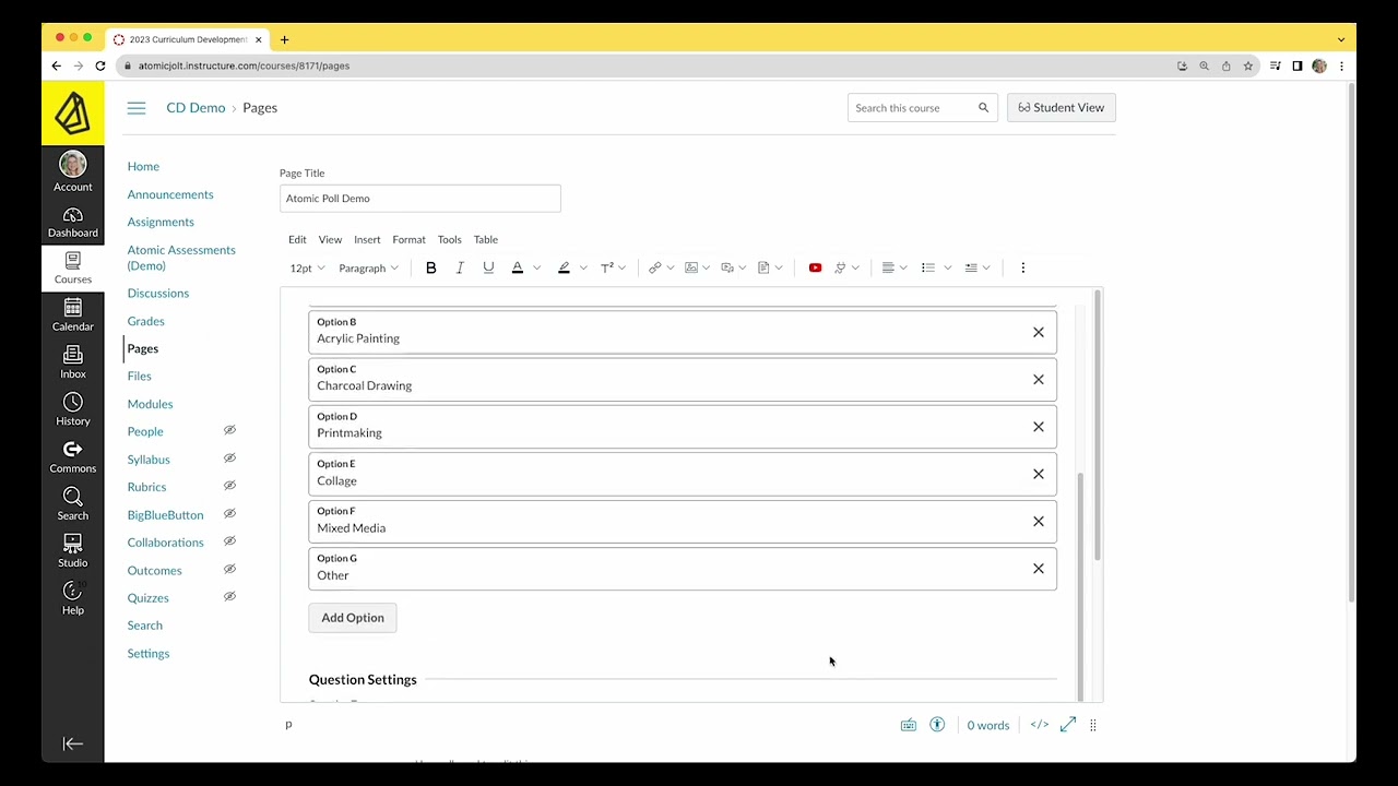 Create Polls in Canvas Using Atomic Polls