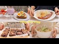 SUB)🍲즐거운 설 연휴 보내고, 건강한 식습관으로 돌아오기! 다이어트식단 요리브이로그(녹차그릭요겉,연어스테이크,된장국수,두부브라우니,카레우동)food vlog|slow diet