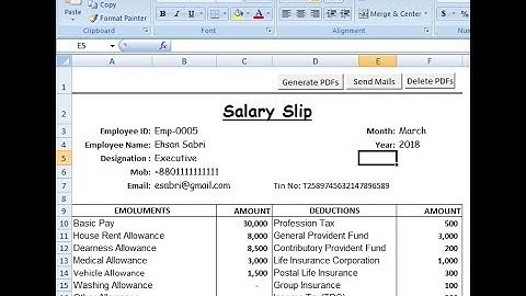 Excel Advance: Generate pay slip as PDF and mail automatically to individual emails
