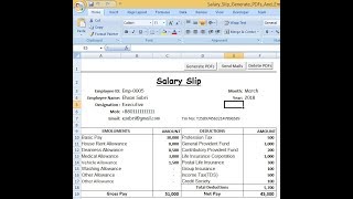 Excel Advance: Generate pay slip as PDF and mail automatically to individual emails