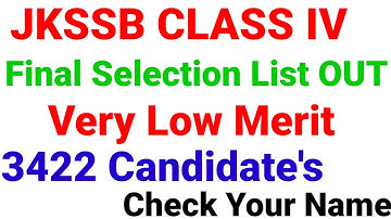 JKSSB CLASS IV Final Selection List Out || Very Low Merit || 3422 Candidate In a list..