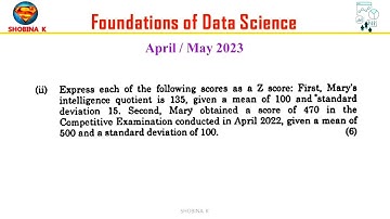 CS3352  Foundations of Data Science Solved University Question Apr/May 2023 #cs3352