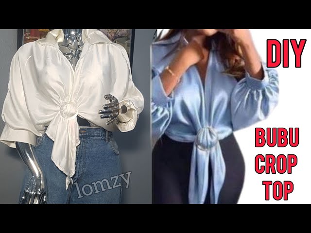 HOW TO, the crop top band •a silky thrifted blouse, buttoned half w