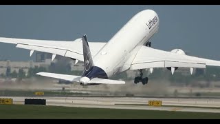 (4K) TOUCH AND GO!! WINDSHEAR GO AROUND Lufthansa Airbus A350-900 | Plane Spotting O'Hare Airport