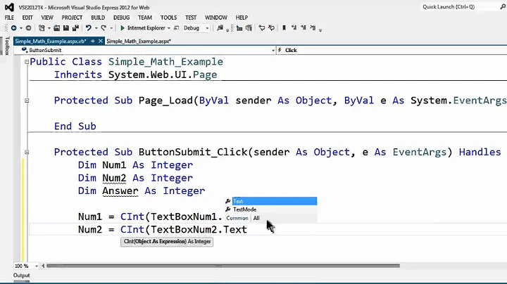 Visual Studio Express 2012 For Web Tutorial 4 Variables Data Types And Conversions