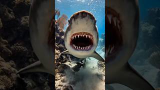 Tiger Shark Hunts Sea Turtle Through Deadly Coral Maze 🦈🐢 | Ocean Survival #Shorts