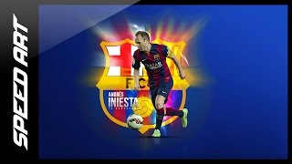 Photoshop Graphic Design - Football Wallpaper - Andrés Iniesta