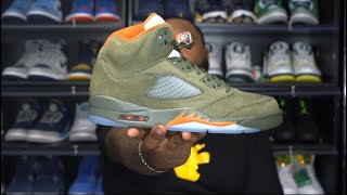 FIRST LOOK: AIR JORDAN 5 OLIVE SNEAKER REVIEW! CLASSIC COLORWAY!