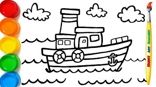 Coloring A Big Ship For Children, Painting For Kids & Toddlers #405