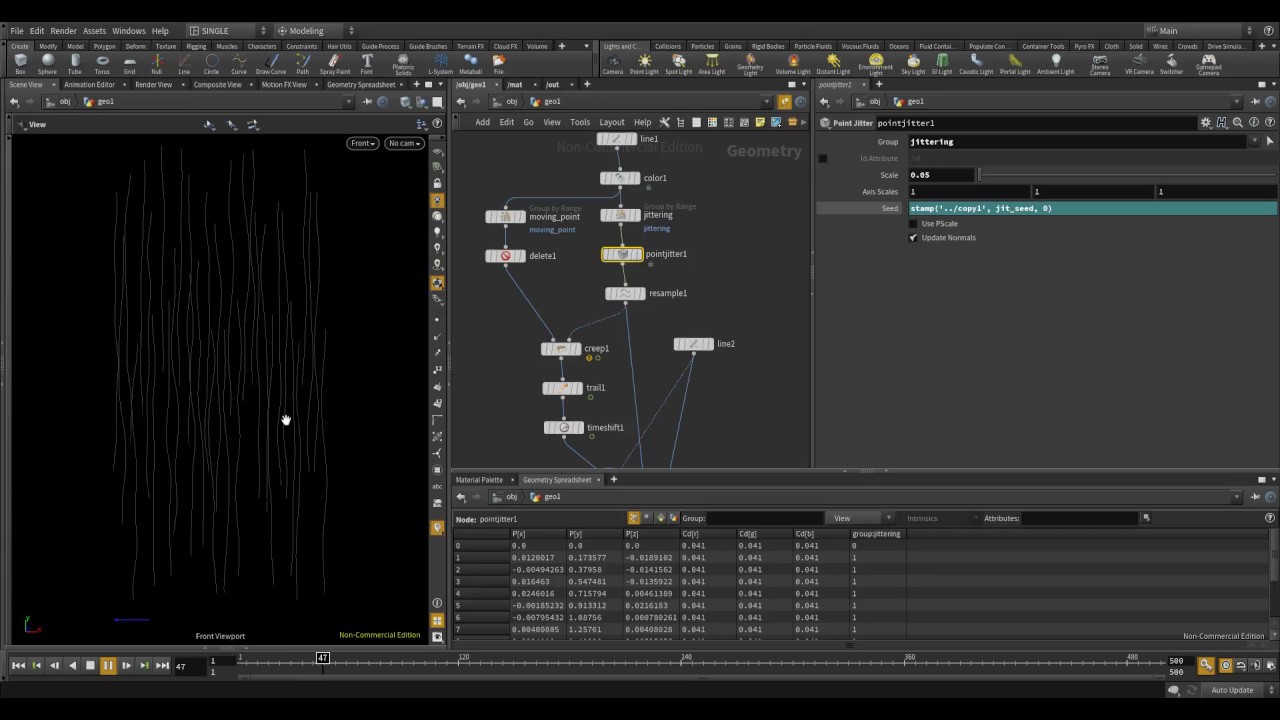 houdini 16 /// effect moving lines time shift, copy stamp - YouTube