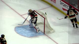 Chris Driedger warms up during the Rangers @ Senators hockey game