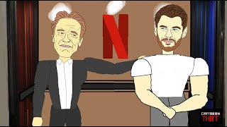 Arnold Schwarzenegger and Chris Hemsworth in Elevator Ride Netflix, Animated