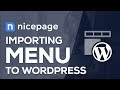 How to import a Menu to WordPress in Nicepage Website Builder
