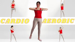 AEROBIC CARDIO WORKOUT: 20 MIN AEROBIC WORKOUT for WEIGHT LOSS| Knee friendly, no jumping