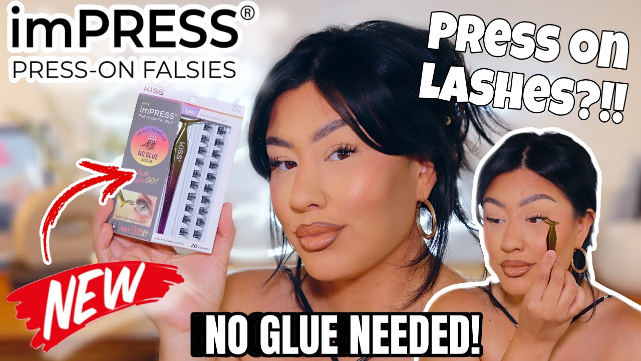 NEW! KISS IMPRESS PRESS ON LASHES *TRY ON AND REVIEW* ALMA RIVERA