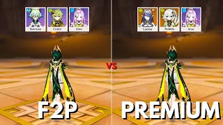 C0 Nefer F2P VS Premium Team Comparison [Genshin impact] @joyboy2832