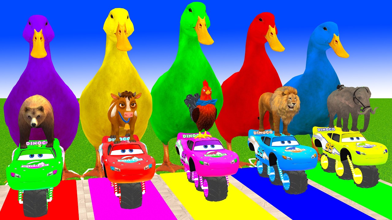 Long Slide Game With Cow Elephant Gorilla Hippopotamus Tiger 3d Animal Game Funny 3d Animals