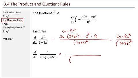 Math 211 - 3.4 Product and Quotient Rules