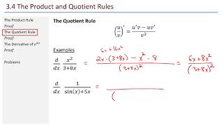 Math 211 - 3.4 Product and Quotient Rules
