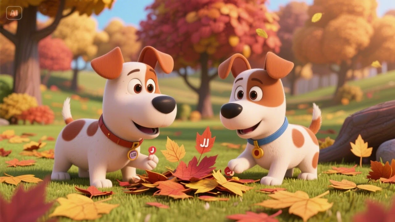 Counting the Leaves in Autumn with JJ and BINGO | Nursery Rhymes & Kids Songs