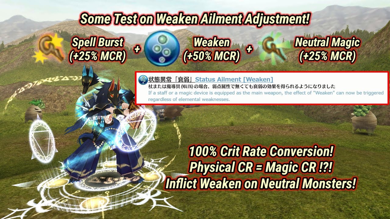 Toram Online - Some Test on Weaken Ailment Adjustment! 100% Magic Critical Rate Conversion?