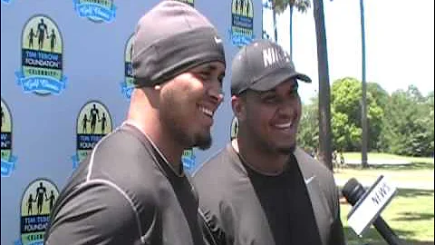 Mike and Maurkice Pouncey interview during the inaugral Tim Tebow Celebrity Golf Classic