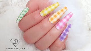 Pastel nail art. Spring pastel gradient checked nails. Easter nails. Gingham nail art