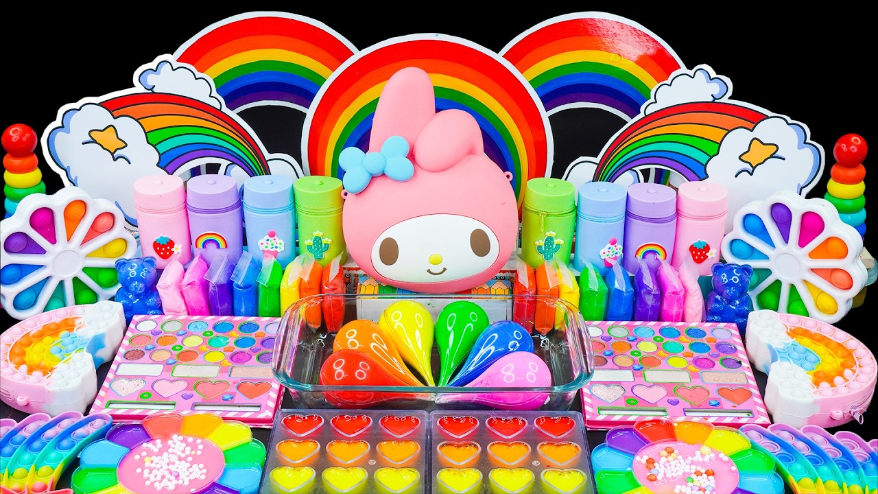 My Melody ASMR Slime Mixing ✨ Bunte Farben, Glitzer & Regenbogen Slime