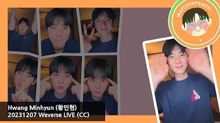 [ENG CC] MINHYUN W-LIVE 231207 ‹ Thursday night💫 › | 황민현 HWANG MINHYUN