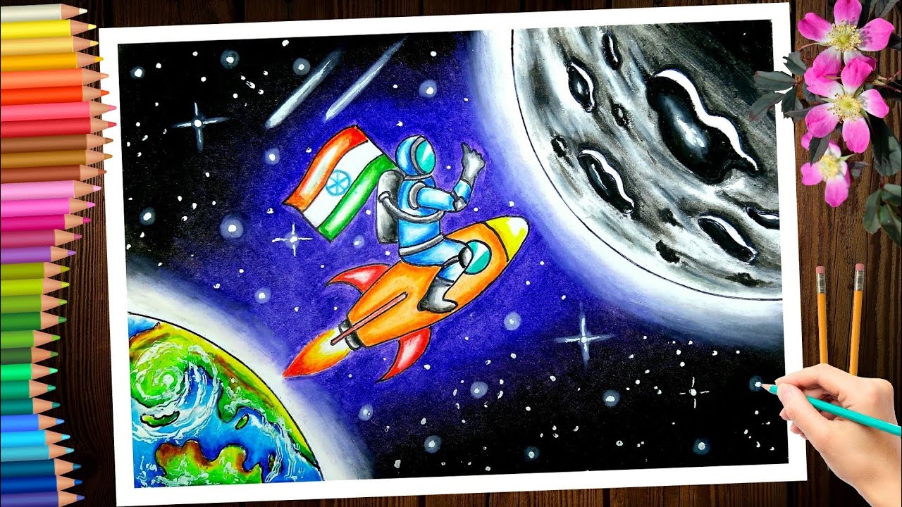 Chandra dinam poster drawing moon day drawingspace mission 2030 poster