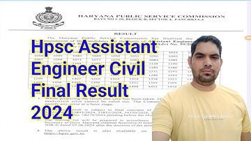 Hpsc Assistant Engineer (civil) Final Result 2024 / Hpsc अस्सिटेंट इंजीनियर रिजल्ट / Hpsc update