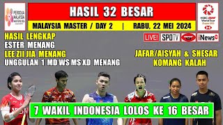 Hasil Lengkap Malaysia Master 2024 Hari Ini Day 2 R32 ~ ESTER Menang ~ SHESAR Kalah ~ 7 wakil Ke R16