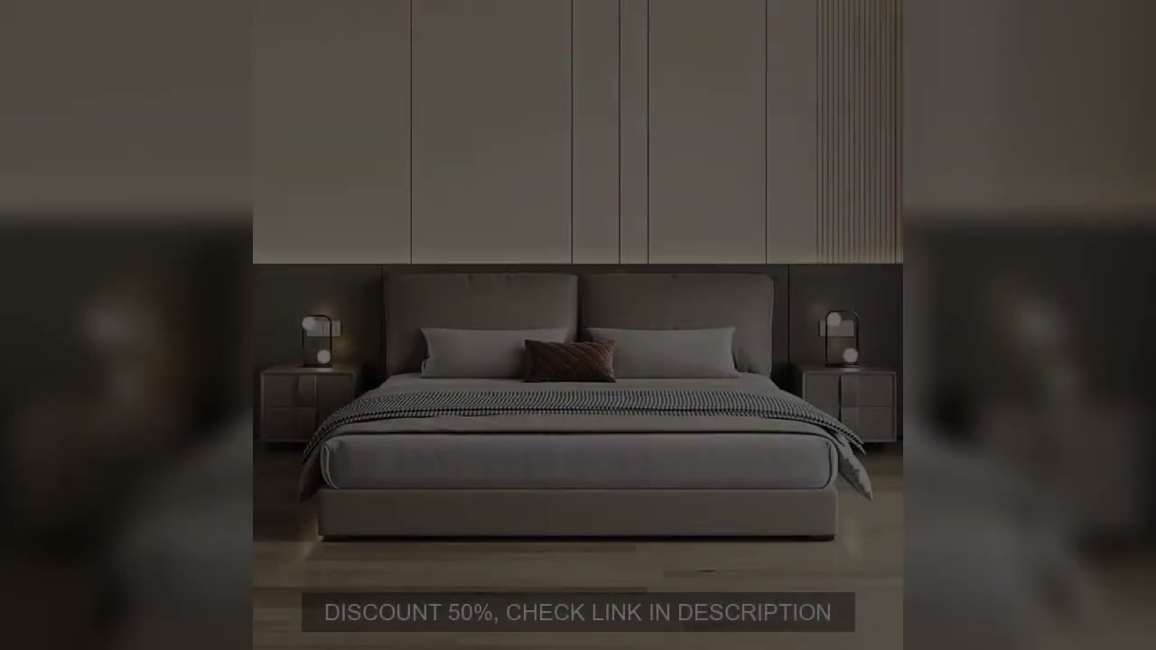 Minimally comfortable double bed Mid century luxury design Modern queen size bed 180x200cm comfortab