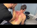 Explosive release of tensionelbow massage  crunchesyou gotta  his back  hockey player in pain